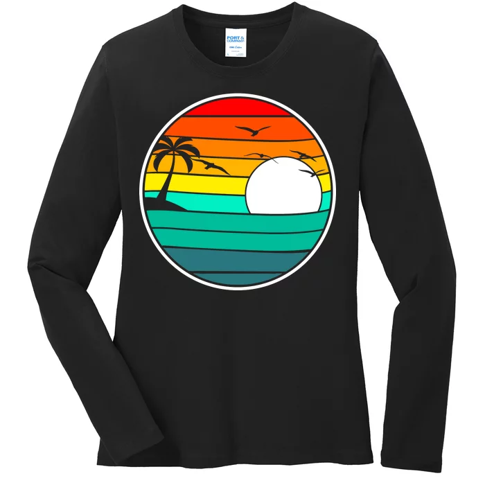 Retro Beach 80's Aesthetic Ladies Long Sleeve Shirt