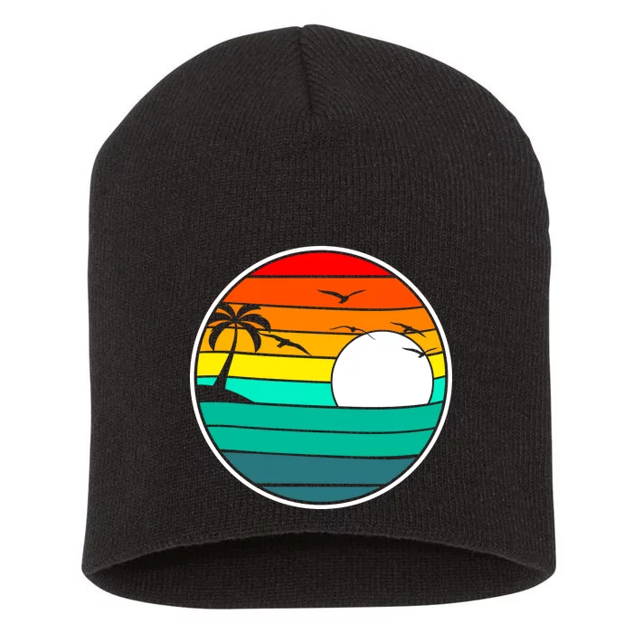 Retro Beach 80's Aesthetic Short Acrylic Beanie