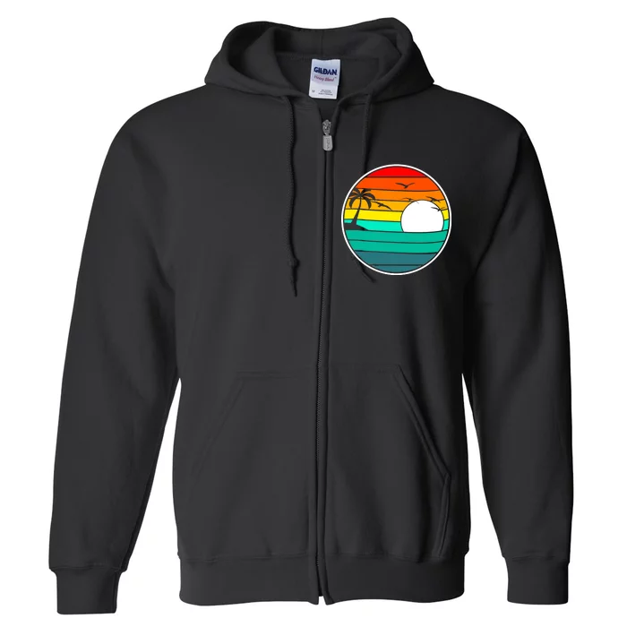 Retro Beach 80's Aesthetic Full Zip Hoodie