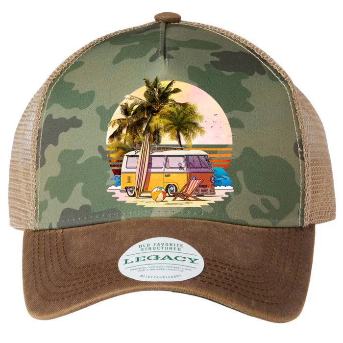 Retro Beach Bum Hippie Van Legacy Tie Dye Trucker Hat