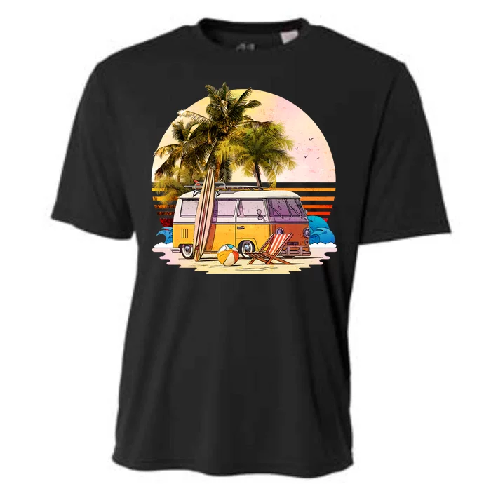 Retro Beach Bum Hippie Van Cooling Performance Crew T-Shirt