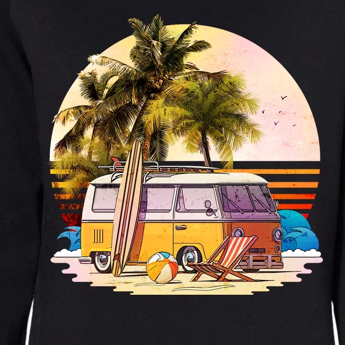 Retro Beach Bum Hippie Van Womens California Wash Sweatshirt