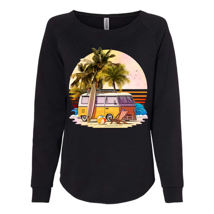 Retro Beach Bum Hippie Van Womens California Wash Sweatshirt