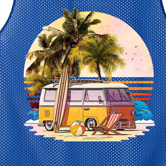 Retro Beach Bum Hippie Van Mesh Reversible Basketball Jersey Tank