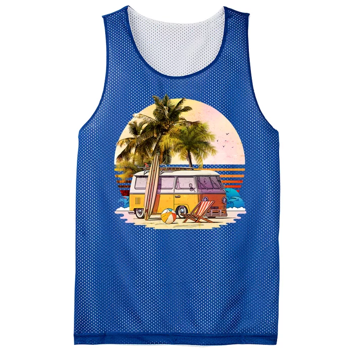 Retro Beach Bum Hippie Van Mesh Reversible Basketball Jersey Tank