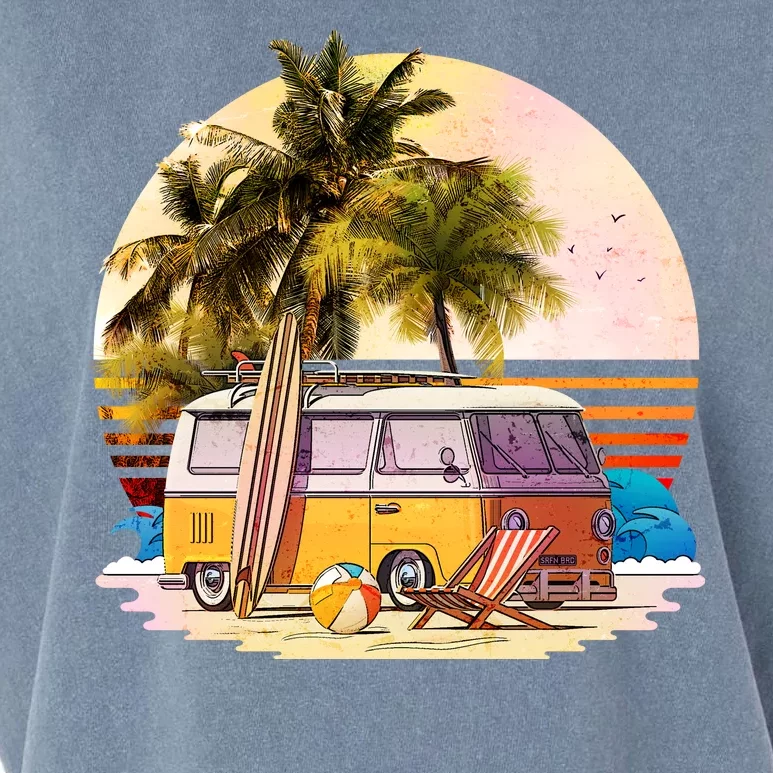 Retro Beach Hippie Van Garment-Dyed Women's Muscle Tee