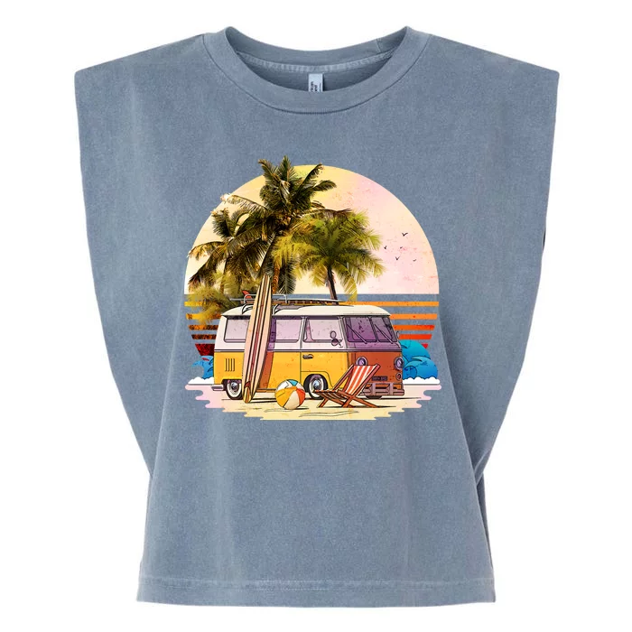 Retro Beach Hippie Van Garment-Dyed Women's Muscle Tee