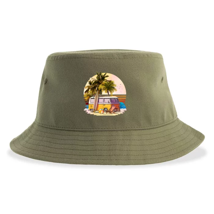 Retro Beach Bum Hippie Van Sustainable Bucket Hat