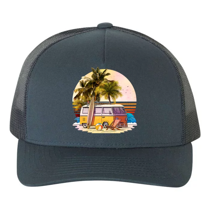 Retro Beach Hippie Van Yupoong Adult 5-Panel Trucker Hat