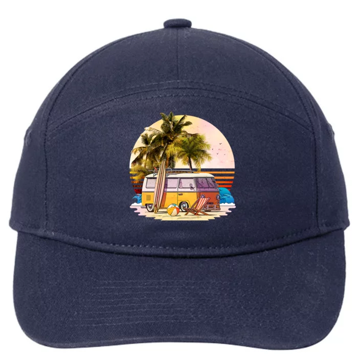 Retro Beach Hippie Van 7-Panel Snapback Hat