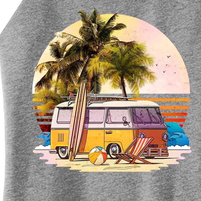 Retro Beach Bum Hippie Van Women’s Perfect Tri Rocker Tank