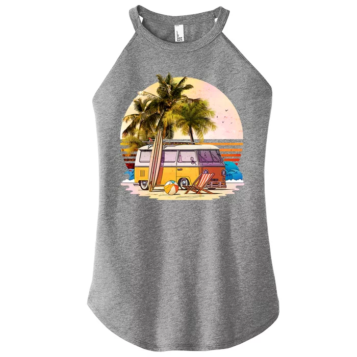 Retro Beach Bum Hippie Van Women’s Perfect Tri Rocker Tank