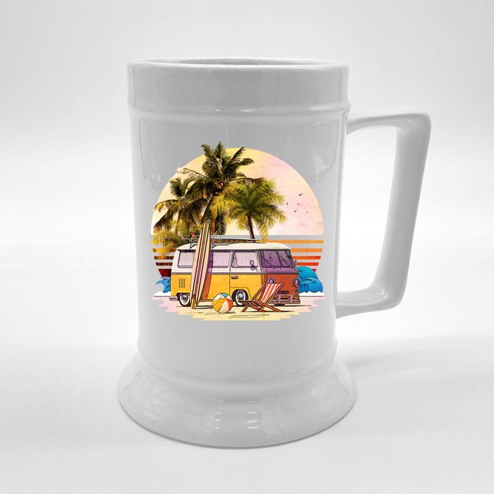 Retro Beach Hippie Van Front & Back Beer Stein