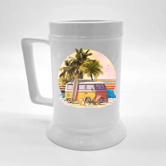 Retro Beach Hippie Van Front & Back Beer Stein