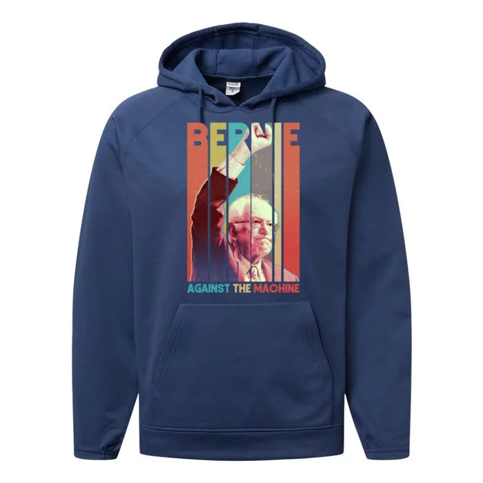 Retro Bernie Sanders Against The Machine Performance Fleece Hoodie