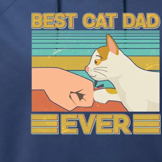 Retro Best Cat Dad Ever Performance Fleece Hoodie