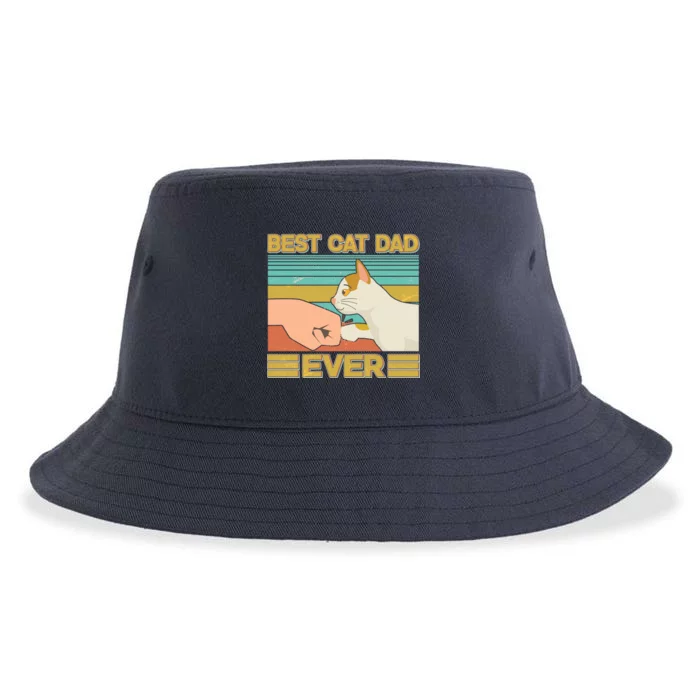 Retro Best Cat Dad Ever Sustainable Bucket Hat