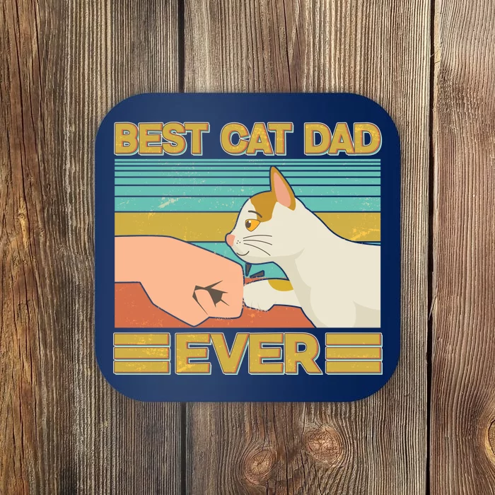 Retro Best Cat Dad Ever Coaster