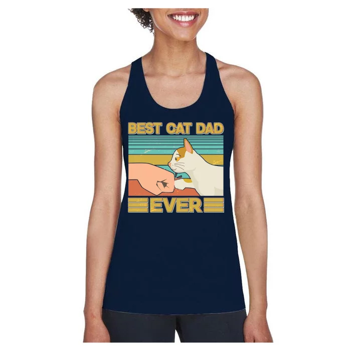 Retro Best Cat Dad Ever Women's Racerback Tank