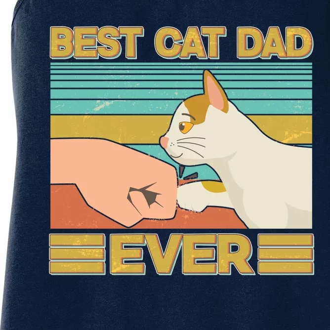 Retro Best Cat Dad Ever Women's Racerback Tank