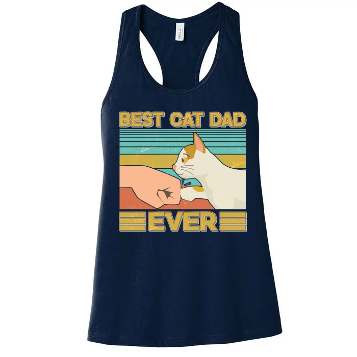 Retro Best Cat Dad Ever Women's Racerback Tank