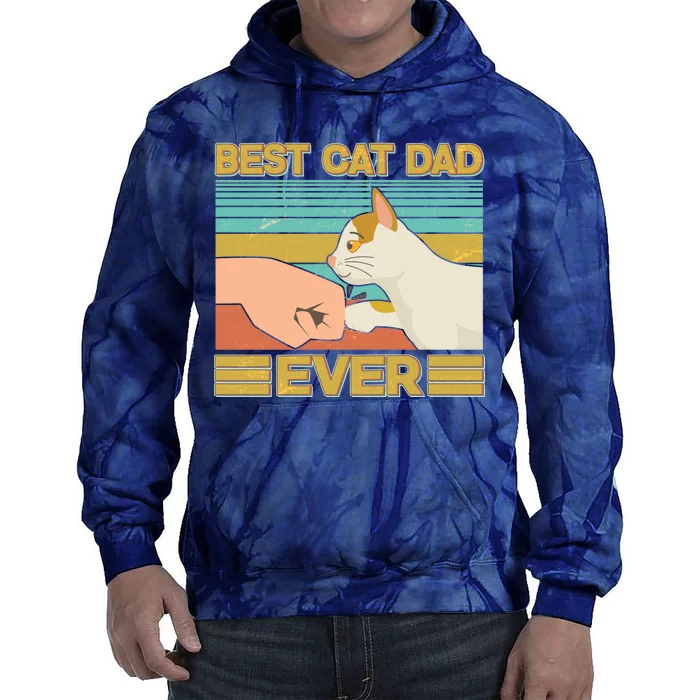 Retro Best Cat Dad Ever Tie Dye Hoodie