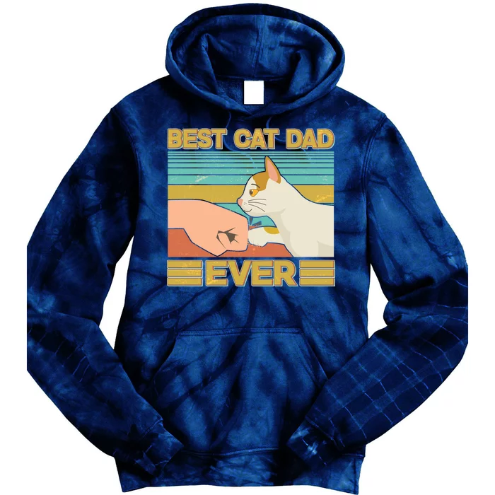 Retro Best Cat Dad Ever Tie Dye Hoodie