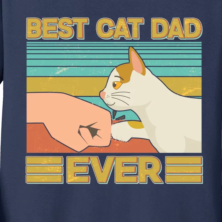 Retro Best Cat Dad Ever Kids Long Sleeve Shirt