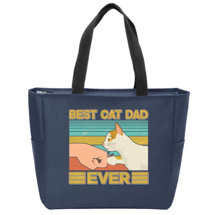 Retro Best Cat Dad Ever Zip Tote Bag