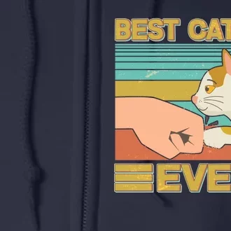 Retro Best Cat Dad Ever Full Zip Hoodie