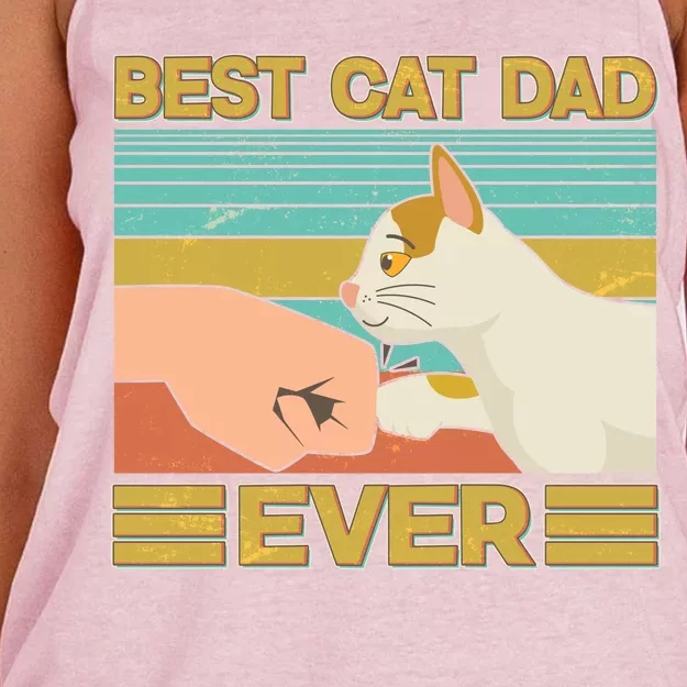 Retro Best Cat Dad Ever Women's Knotted Racerback Tank