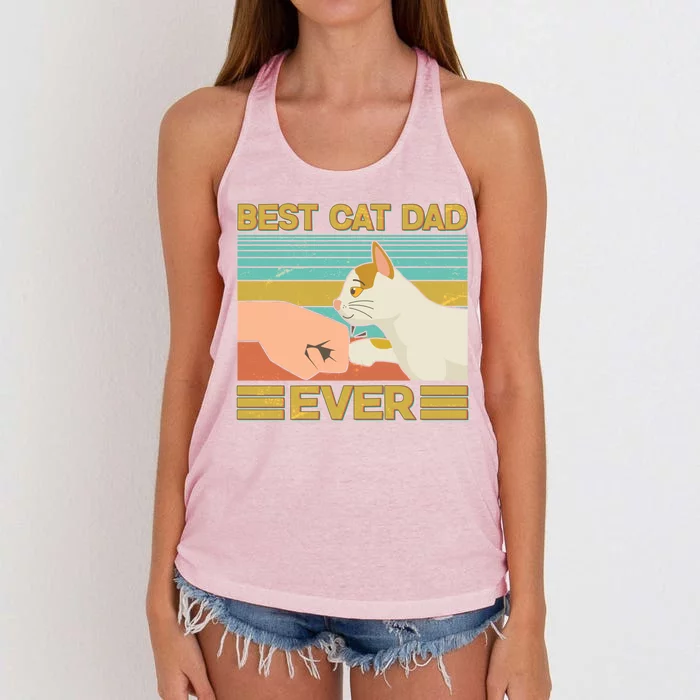 Retro Best Cat Dad Ever Women's Knotted Racerback Tank