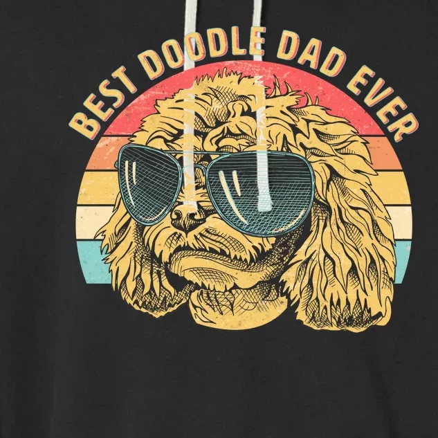 Retro Best Doodle Dad Ever Garment-Dyed Fleece Hoodie