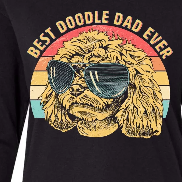 Retro Best Doodle Dad Ever Womens Cotton Relaxed Long Sleeve T-Shirt