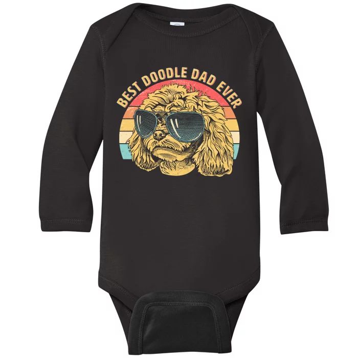 Retro Best Doodle Dad Ever Baby Long Sleeve Bodysuit