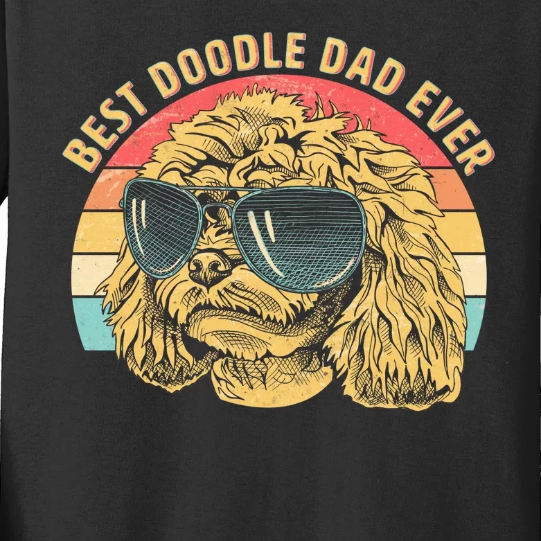 Retro Best Doodle Dad Ever Kids Long Sleeve Shirt