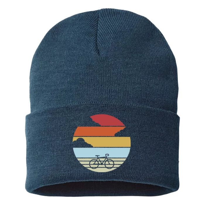 Retro Bicycle Sunset Vintage Sustainable Knit Beanie