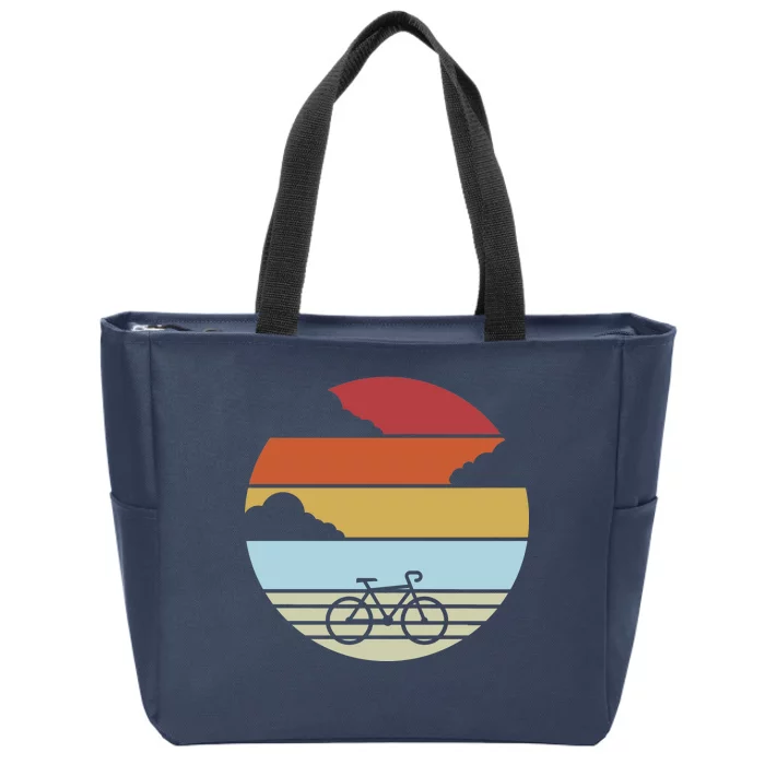 Retro Bicycle Sunset Vintage Zip Tote Bag