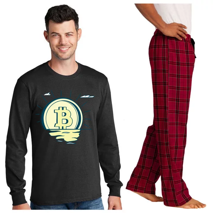 Retro Bitcoin Sunrise Long Sleeve Pajama Set