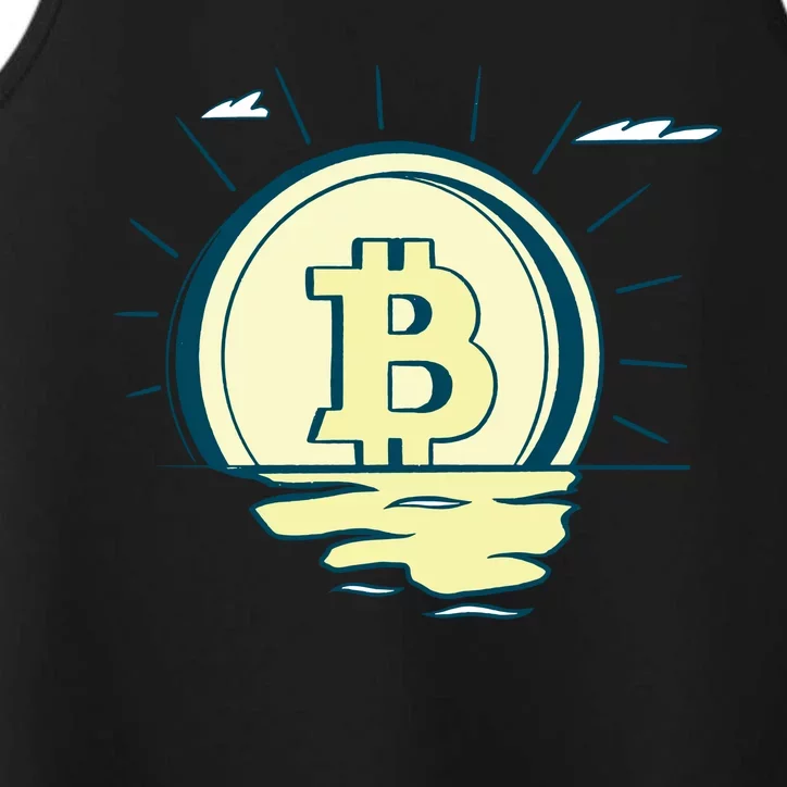 Retro Bitcoin Sunrise Performance Tank