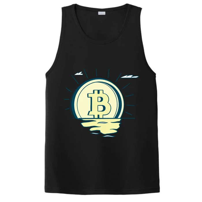 Retro Bitcoin Sunrise Performance Tank