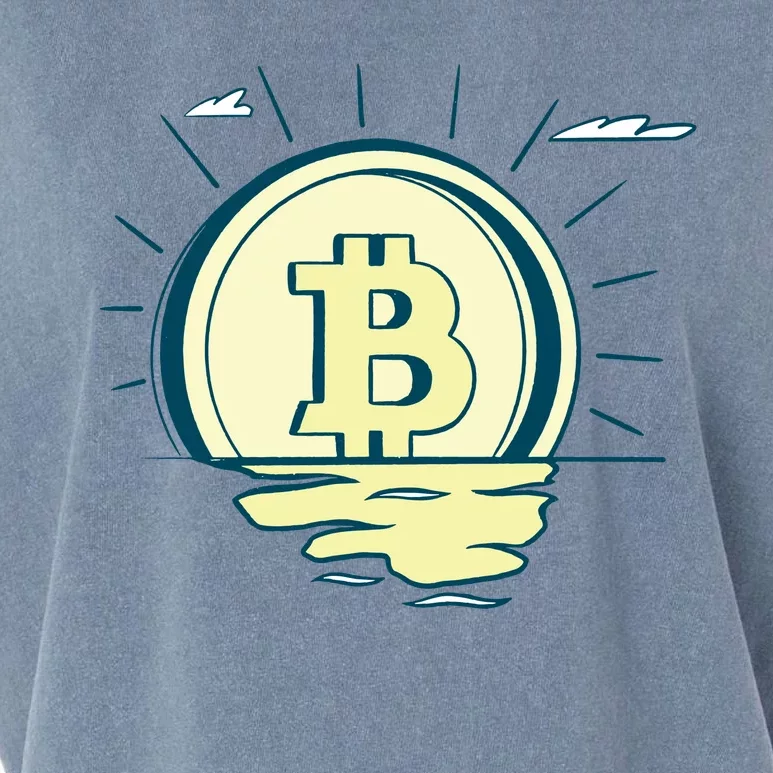 Retro Bitcoin Sunrise Garment-Dyed Women's Muscle Tee