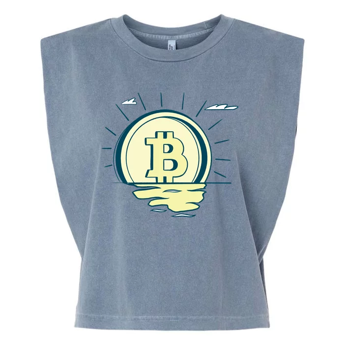 Retro Bitcoin Sunrise Garment-Dyed Women's Muscle Tee