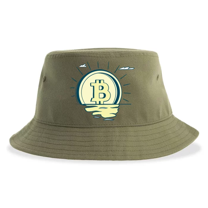 Retro Bitcoin Sunrise Sustainable Bucket Hat