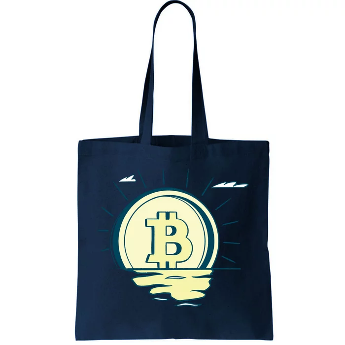 Retro Bitcoin Sunrise Tote Bag