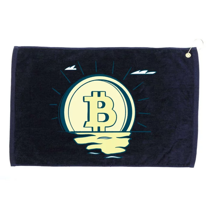 Retro Bitcoin Sunrise Grommeted Golf Towel