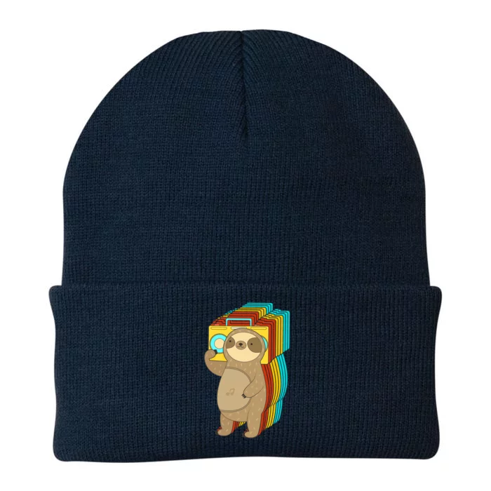 Retro Boombox Sloth Knit Cap Winter Beanie