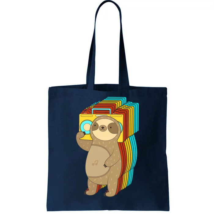 Retro Boombox Sloth Tote Bag