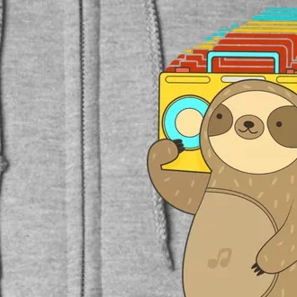 Retro Boombox Sloth Full Zip Hoodie