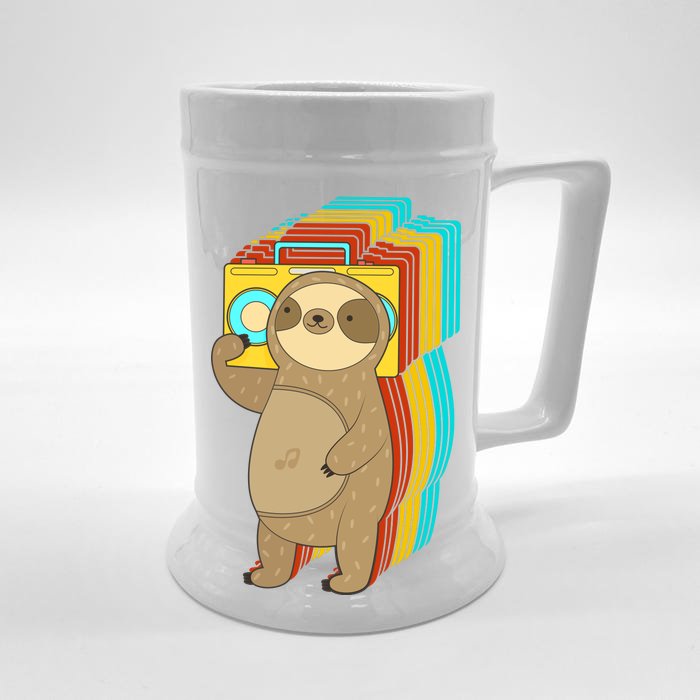 Retro Boombox Sloth Front & Back Beer Stein